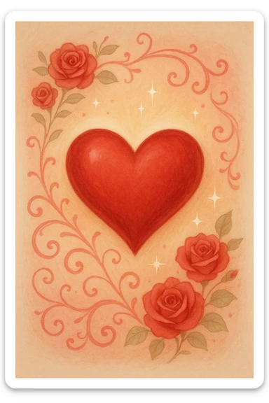 love object, romantic, symbolizing love, with a heart motif sticker