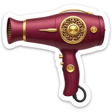 burgundy blow dryer covered in jewelry sticker