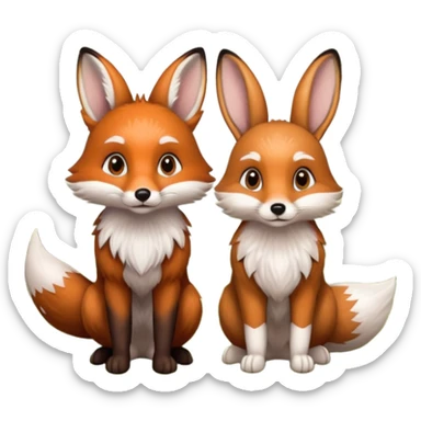 fox and rabbit sticker