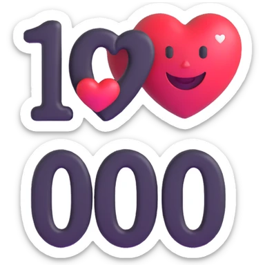 the number '100' with a heart and a smiling face sticker