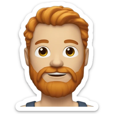 a bold man face, white skin, ginger long beard sticker