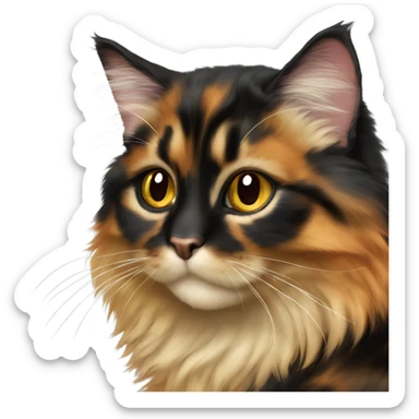Long haired tortoiseshell cat hazel eyes black boot furs sticker