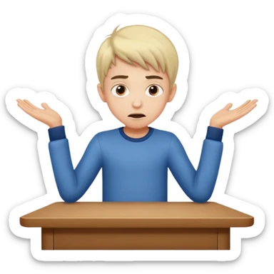 niño parado encima de una mesa con cara de loco sticker