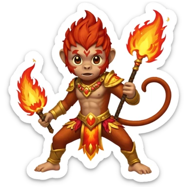 fire elemental monkey warior fire particles sticker