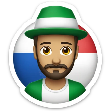 Italien costaud sans lunette avec une grosse barbe qui joue de la basse et porte une casquette noire avec le drapeau italien  sticker