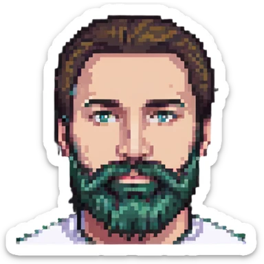 80s Man with beard sticker