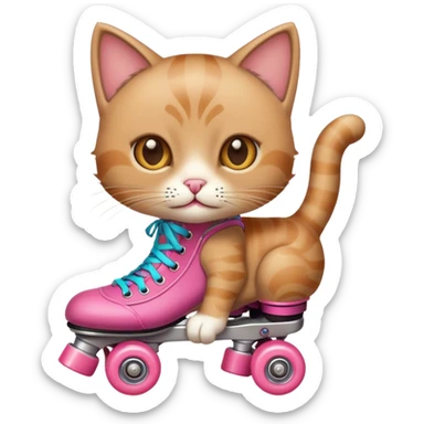 Cat wearing roller skates sticker