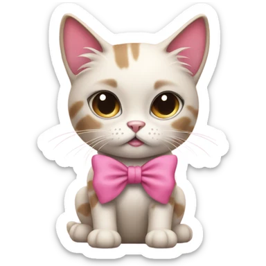 Rag doll cat looking sassy with a pink bow on each ear  sticker