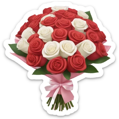 100 red, light pink, and white rose bouquet with light pink wrapping paper  sticker
