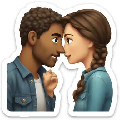 Lovely couple kiss brune girl sticker