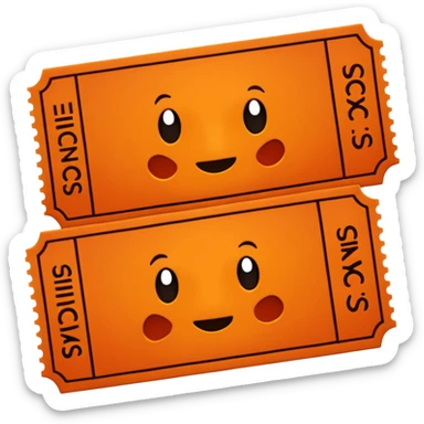 Two dark orange movie tickets sticker