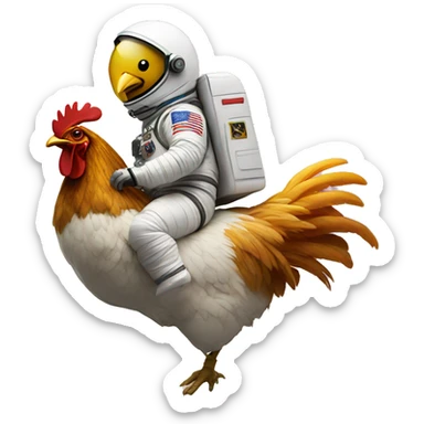 astronaut riding a chicken sticker