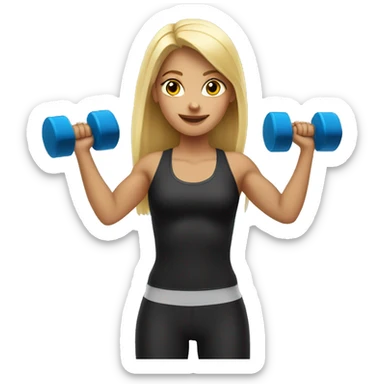 Blonde girl holding dumbbells sticker