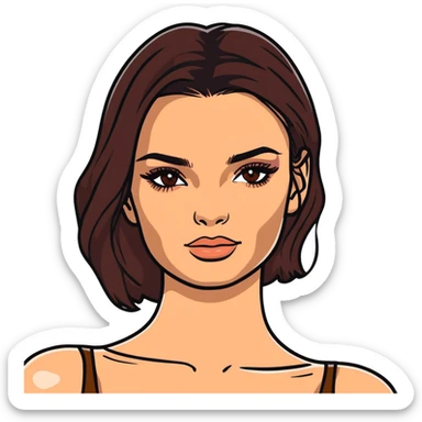 Emily Ratajkowski, glamorous model with dark brown hair, brown eyes, perfect eyebrows sticker