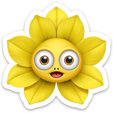 five leaved yellow anemone eyes mouth sticker