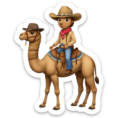 A full body camel with a cowboy hat sticker