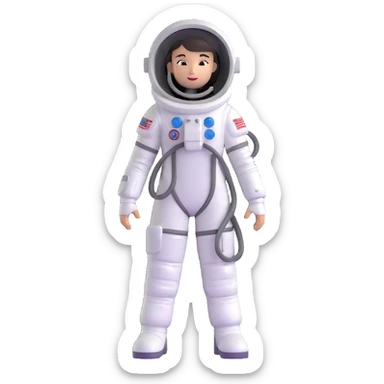 female cosmonaut in full length, standing, space suit, woman astronaut sticker