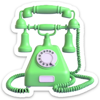 very realistic 3D transparent green bottle shaped like an antique wired telephone with a handset and buttons, no text sticker