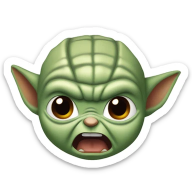 Baby Yoda screams in terrible anger. His whole face is red with rage. sticker
