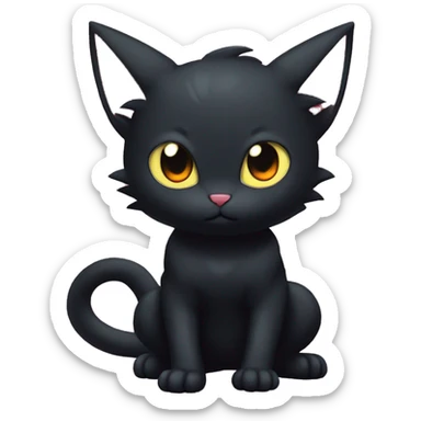 Cool Cute Edgy Black Dark Chibi Cat-Noibat-Noivern-Litten-Fakémon-hybrid sticker
