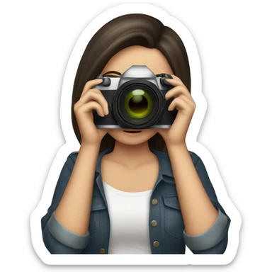 woman photographer camera covering face brunette sticker