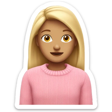 Girl with blonde hair in pink sweater  sticker