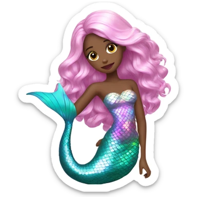 mermaid, model, magical, pink lips, iridescent, mystical, shiny, holographic, highlights, scales  sticker