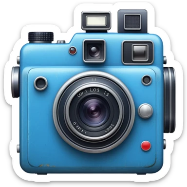 blue photographer camera old sticker