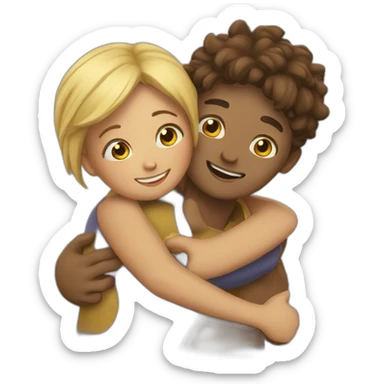 couple hug each other sticker