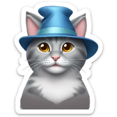 Gorgeous grey cat moji in a New Year's hat sticker