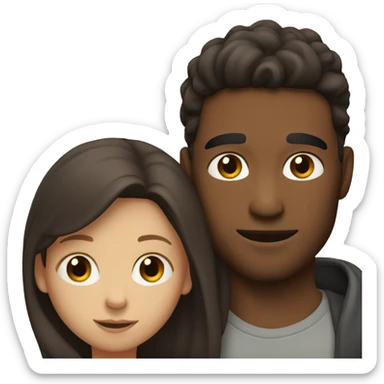 Dark haired guy with ginger girl hugging sticker