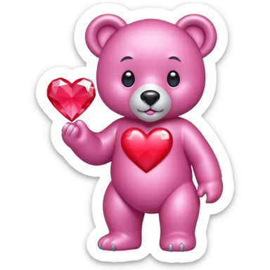 diamond bear pink  with a red heart de cuerpo entero sticker