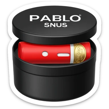 A swedish snus/lip pillow in the box black little box and write on them mini pablo (red) sticker