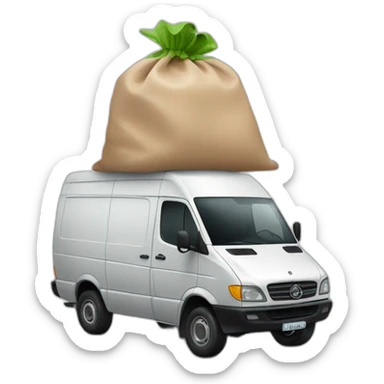 a sprinter van with a bag on its head sticker