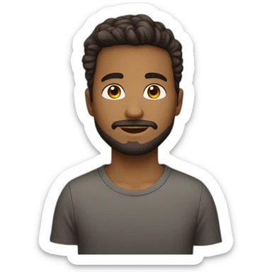 Un jeune homme avec une barbe légèrement fournie, des cheveux courts bruns et un regard confiant sticker