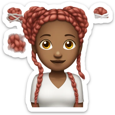 Lighter skinned black girl with black, white, and red braids sticker