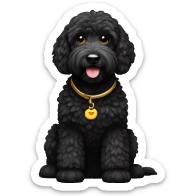 Black golden doodle dog sticker
