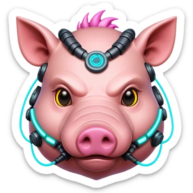 cyberpunk hog with neon sticker