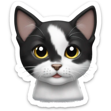 a small black and white kitten sticker