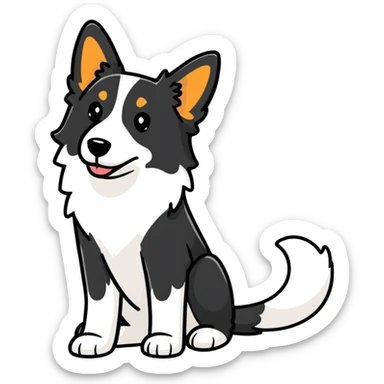 Border collie dog with only one black ear sticker