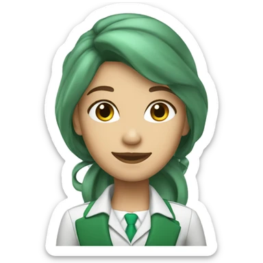 Flight attendant with long hair and green scarf sticker