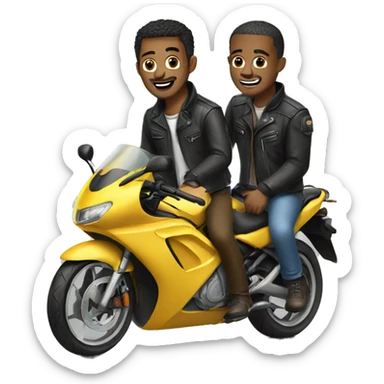 Two guys no a motorbike  sticker