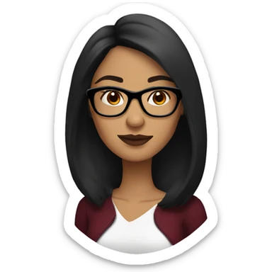 Latina women with burgundy and black hair and glasses sticker
