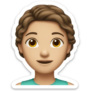 A white girl with brown hair and dark brown eyes sticker