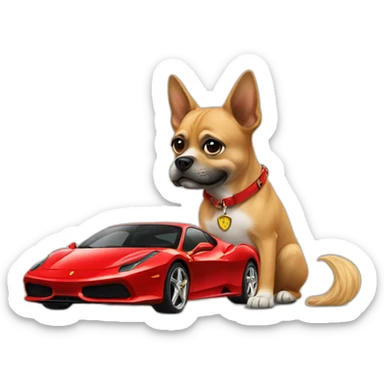 A rich dog with a Ferrari sticker