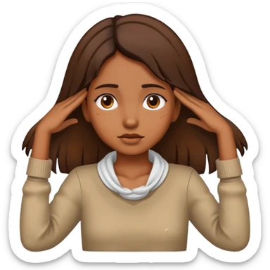 Brown skin girl with her hands across her neck like she’s choking her self sticker