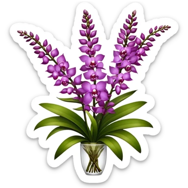 big bouquet Rhynchostylis Orchid, stem, leaf, luxuriant sticker