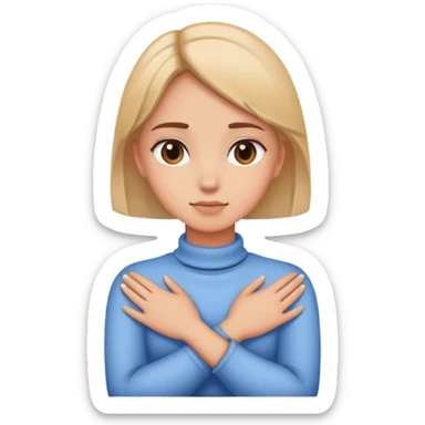 Hands crossed around  neck girl sticker