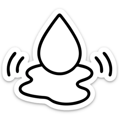 outlined icon of a water droplet on glossy black paint, clean lines, subtle repellent effect with water lines moving away, modern and simple sticker