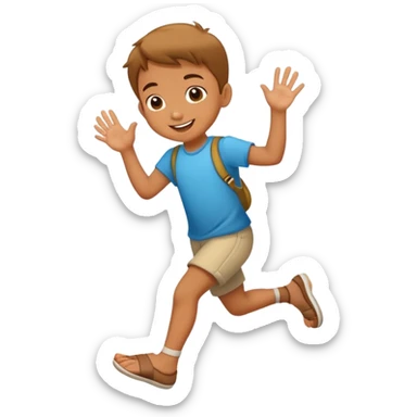 child hopping on one foot, cheerful and playful sticker
